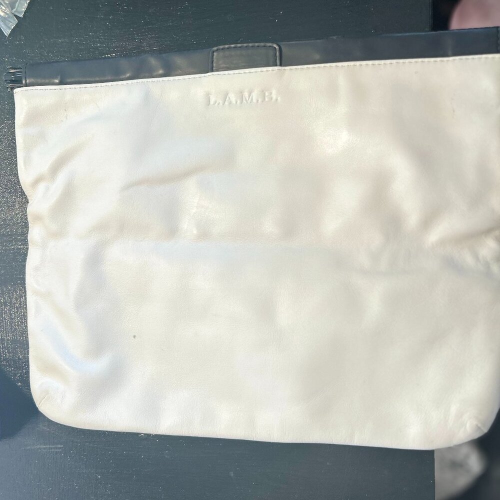 L.A.M.B. Rare White Leather Folding Clutch Wallet